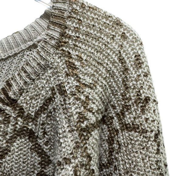 The Limited Gold Foil Snakeskin Print Knit Crew Sweater Long Sleeve Size Medium - Picture 2 of 8